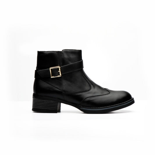 Botin de Cuero Walking Mujer KB004 Negro